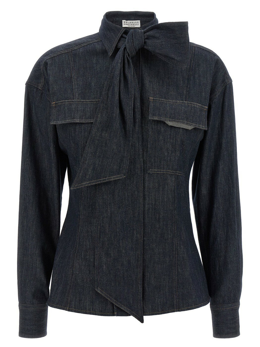 ֥ͥͥ BRUNELLO CUCINELLI  ǥ ֥롼 Shirts 'Shiny Flap Detail' s...