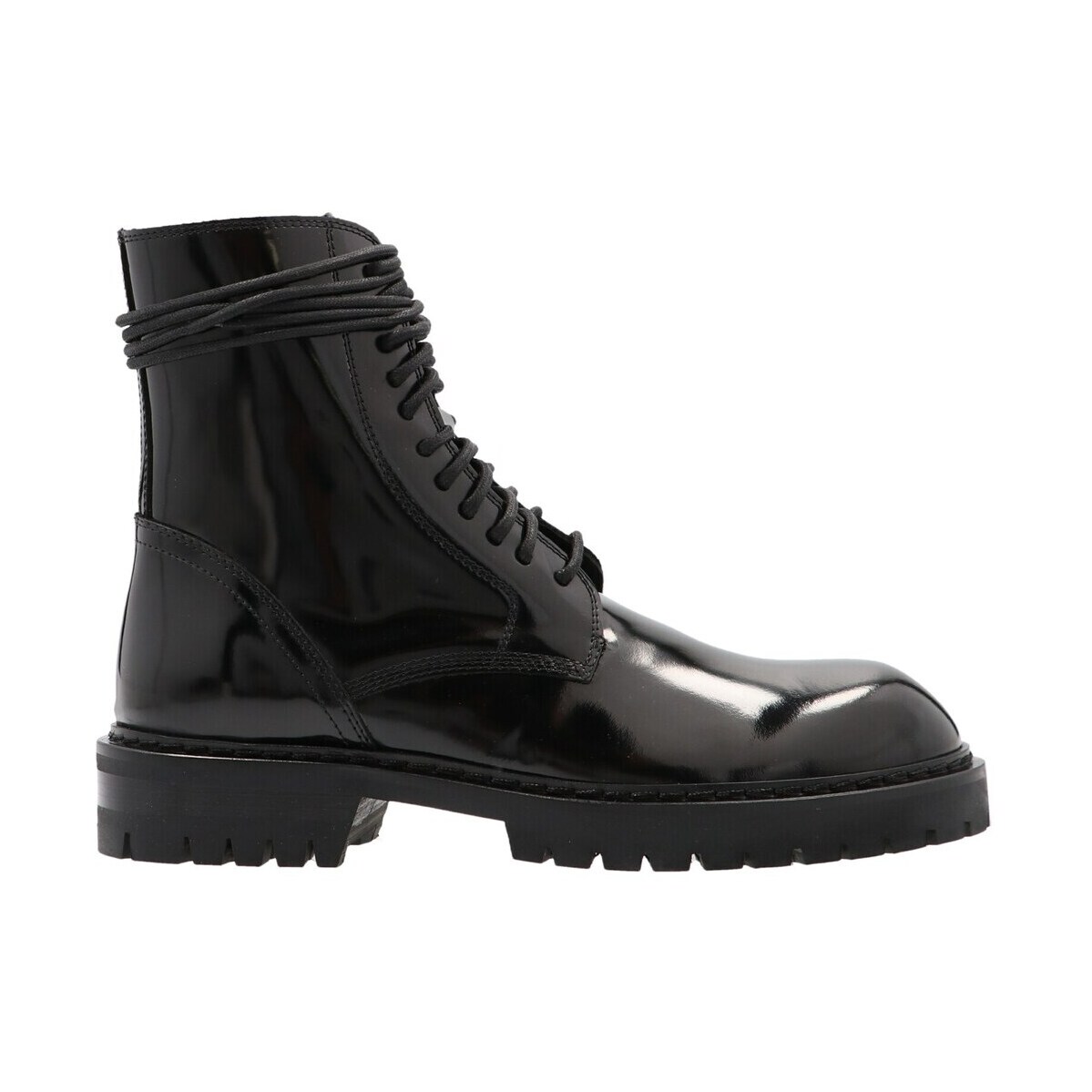 ブーツ, その他 ANN DEMEULEMEESTER Black Abraded combat boots 2020 20144220386099 ju