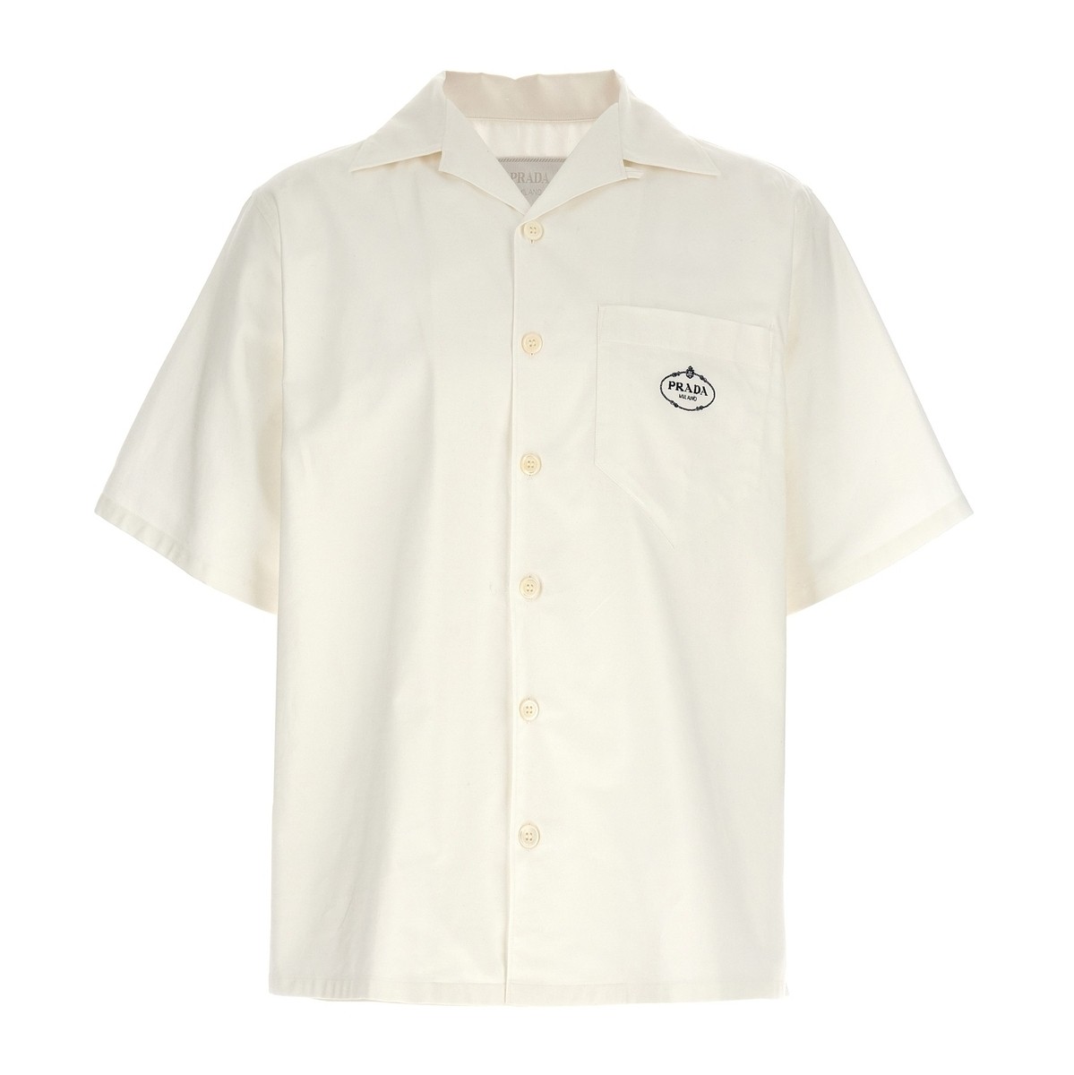 プラダ PRADA プラダ ホワイト White Logo embroidery bowling shirt シャツ メンズ 春夏2024 UCS414S2211VJPF009 【関税・送料無料】【ラッピング無料】 ju