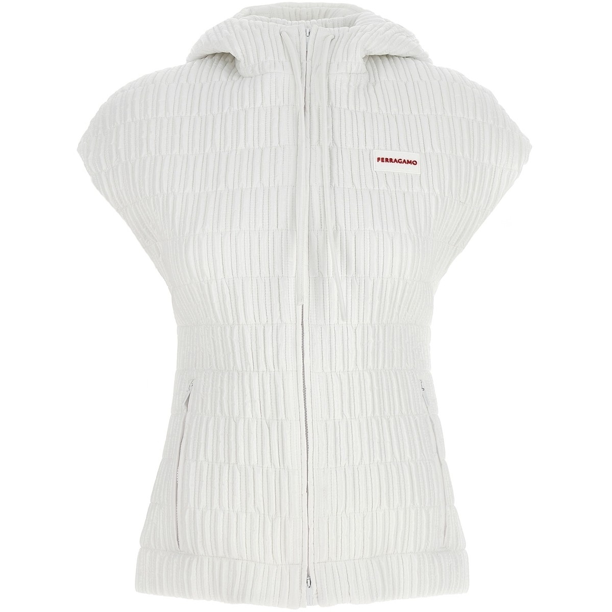 ե饬 FERRAGAMO  ٥ ǥ ۥ磻 Vests Hooded vest 771340OPTICWHITE W...