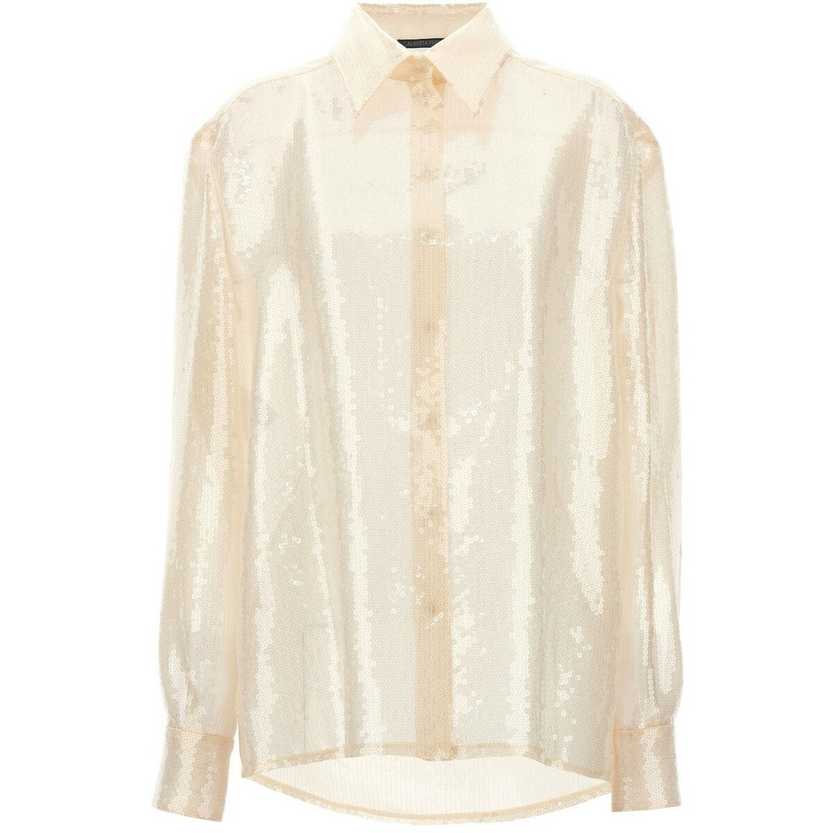 【土日限定クーポン配布中！】 ALBERTA FERRETTI アルベルタ フェレッティ ホワイト White Sequin shirt シャツ レディース 春夏2024 V021716460003 【関税・送料無料】【ラッピング無料】 ju