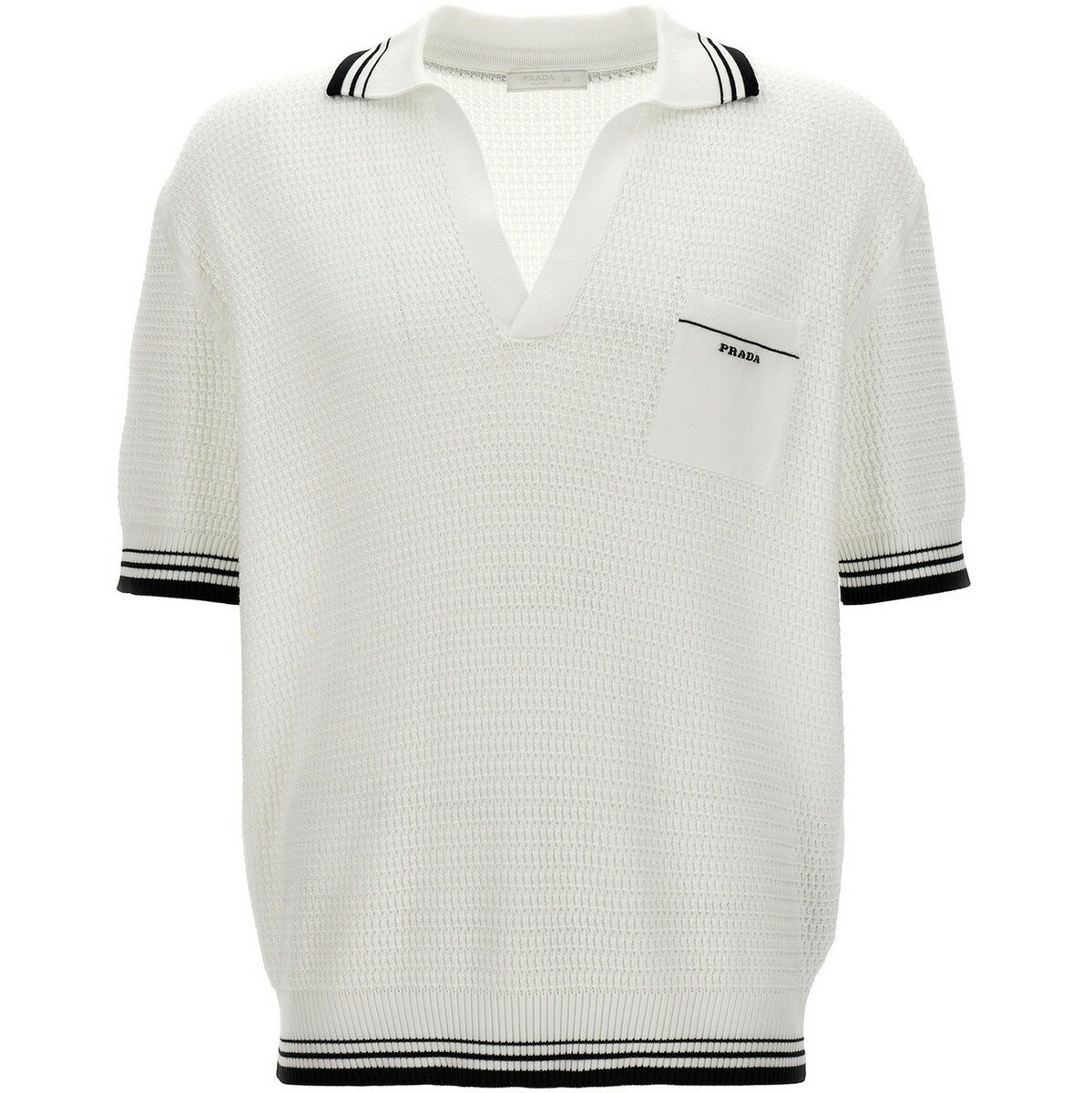 PRADA プラダ ホワイト White/Black Logo knit polo shirt トップス メンズ 春夏2024 UMB759SOOO14G8F0964 【関税・送料無料】【ラッピング無料】 ju