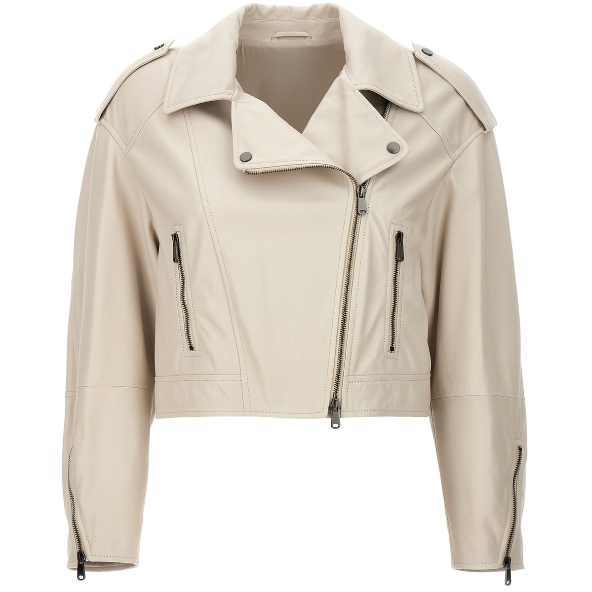 【本日5の付く日ポイント4倍!】 BRUNELLO CUCINELLI ブルネロクチネリ ホワイト White Leather biker jacket ジャケット レディース 春夏2024 MPNGI2765C7872 【関税・送料無料】【ラッピング無料】 ju