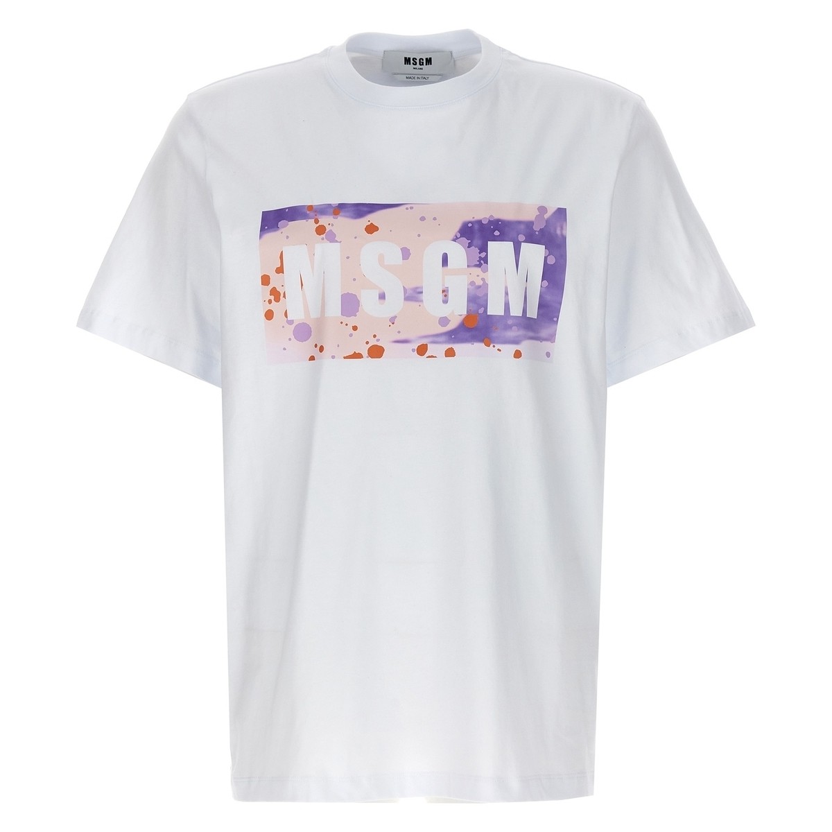 MSGM エムエスジーエム ホワイト White 'Camo Season Box Logo' T-shirt Tシャツ メンズ 春夏2024 3640MM13824700201 【関税・送料無料】【ラッピング無料】 ju