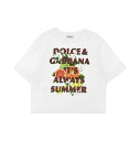 ドルチェ&ガッバーナ DOLCE&GABBANA ロングスリーブTシャツ Tシャツ ガールズ ホワイト Long sleeve t-shirts Glitter print T-shirt L5JTMVG7L7YW0800 White 関税 送料無料 ラッピング無料 2024SS ju