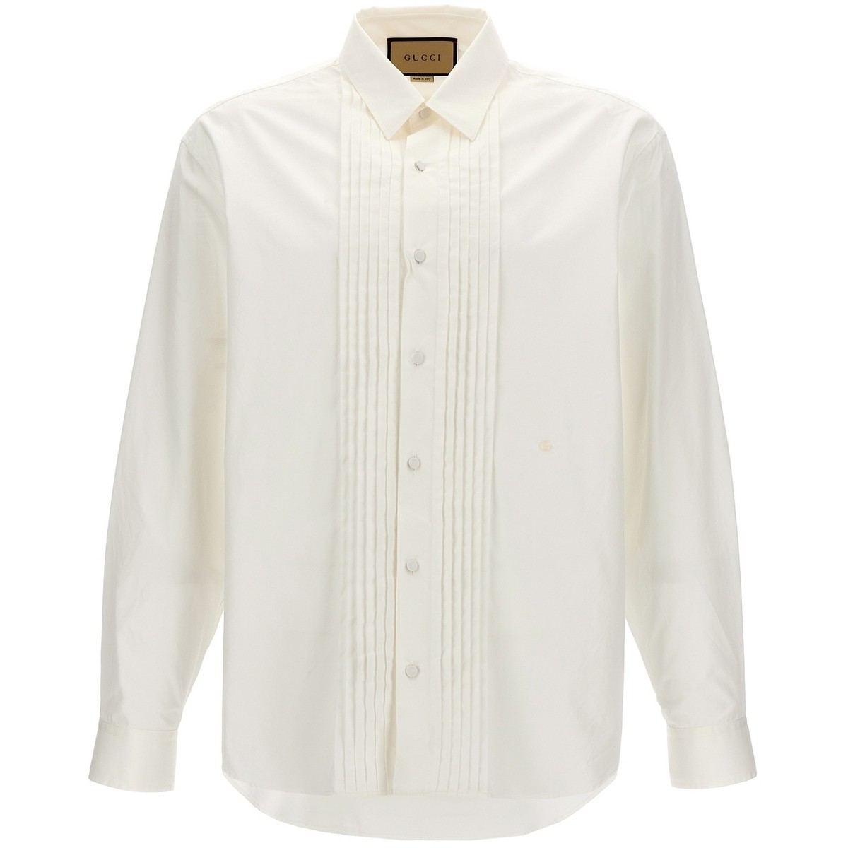 グッチ GUCCI グッチ ホワイト White Pleated plastron shirt シャツ メンズ 春夏2024 762171ZAPQT9011 【関税・送料無料】【ラッピング無料】 ju