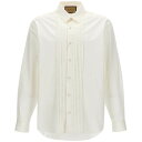 グッチ GUCCI グッチ ホワイト White Pleated plastron shirt シャツ メンズ 春夏2024 762171ZAPQT9011 【関税・送料無料】【ラッピング無料】 ju