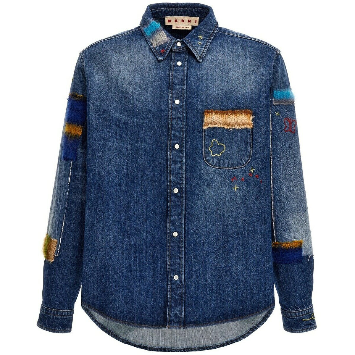 MARNI ޥ ֥롼 Blue Denim shirt, embroidery and patches   ղ2024 CUJU0015L4USCW23SDB50 ڴǡ̵ۡڥåԥ̵ ju