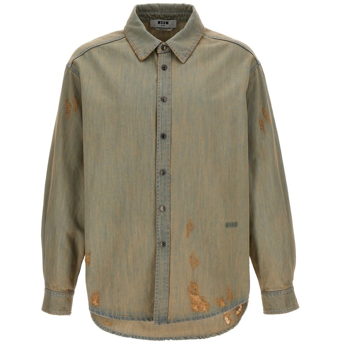 MSGM エムエスジーエム ベージュ Beige Stone wash denim shirt シャツ メンズ 春夏2024 3640ME231L24709884 【関税・送料無料】【ラッピング無料】 ju