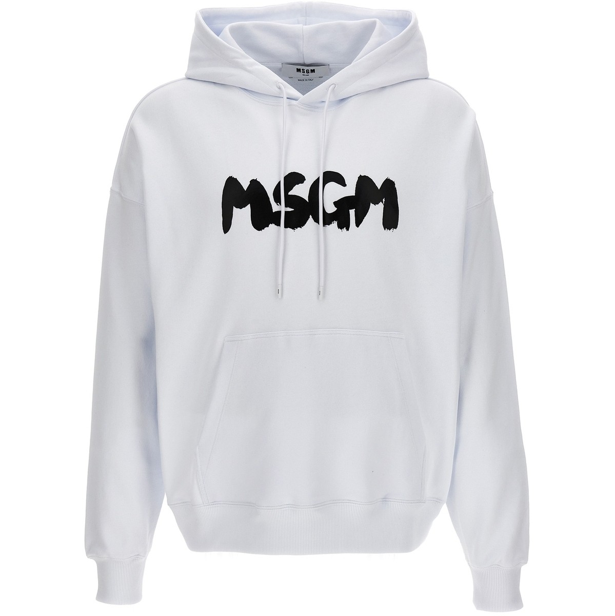 MSGM エムエスジーエム ホワイト White/Black Logo print hoodie トレーナー メンズ 春夏2024 3640MM13224700001 【関税・送料無料】【ラッピング無料】 ju