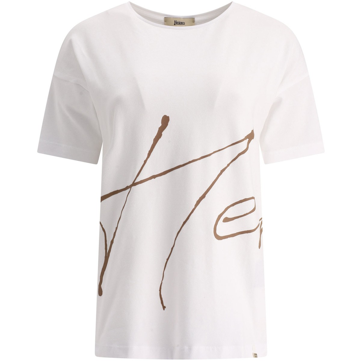 HERNO ヘルノ ホワイト White T-shirt with 3D print Tシャツ レディース 春夏2024 JG000178D520091021 【関税・送料無料】【ラッピング無料】 vi