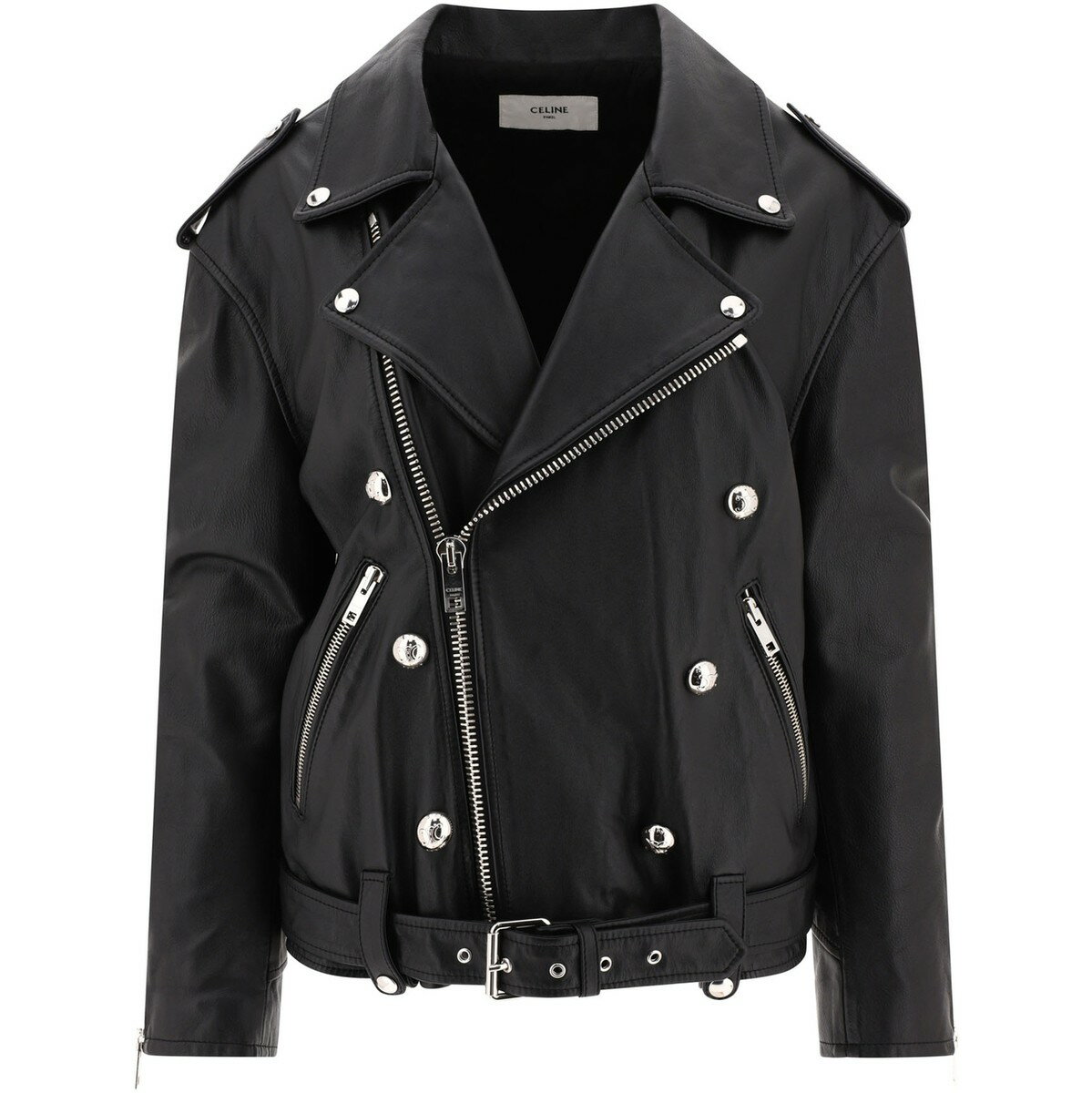 【土日限定クーポン配布中！】 CELINE セリーヌ ブラック Black Biker jacket ジャケット レディース 秋冬2023 2EG91599E38NO 【関税・送料無料】【ラッピング無料】 vi