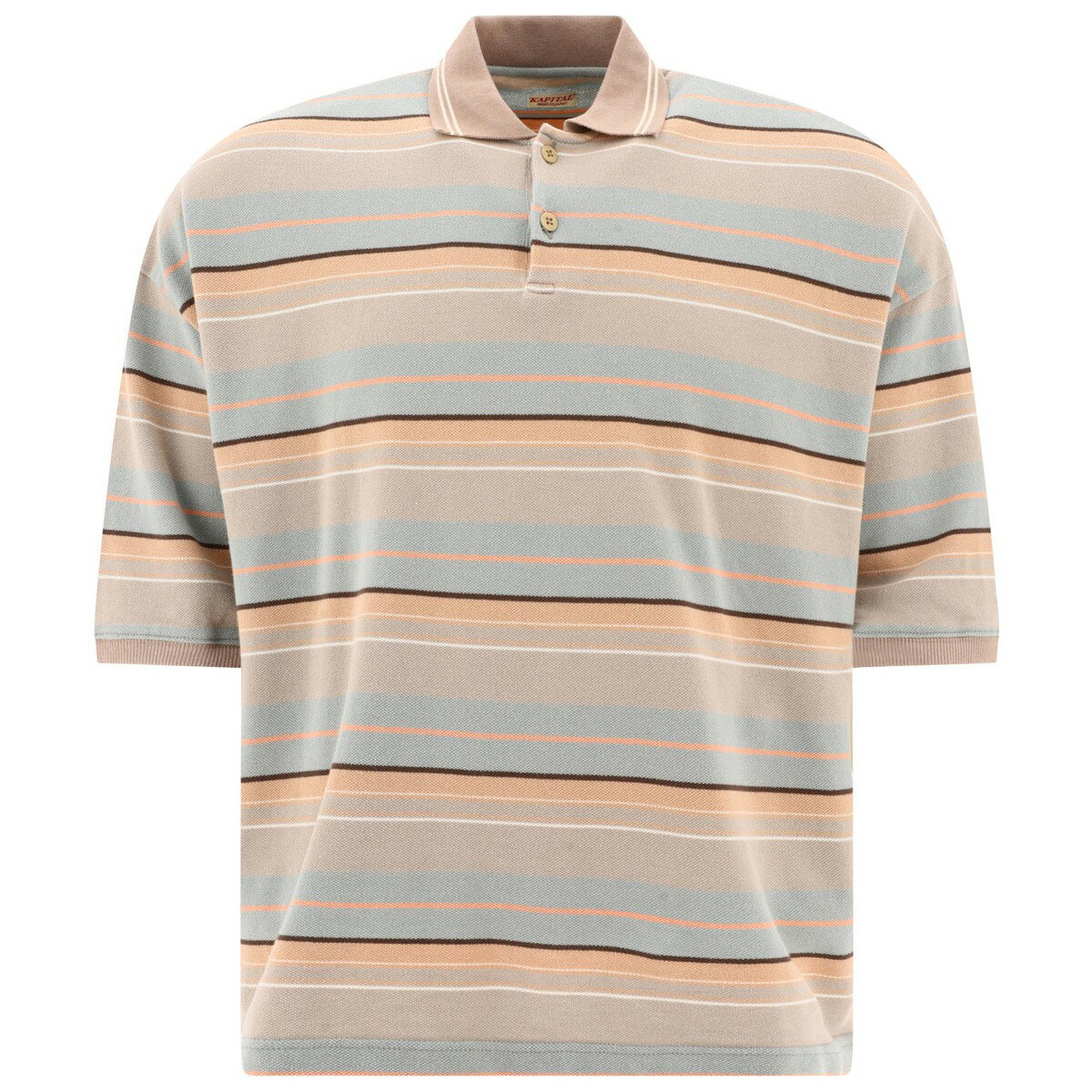 【本日5の付く日ポイント4倍 】 KAPITAL キャピタル ベージュ Beige Multi-border Kanoko BOX polo shirt トップス メンズ 秋冬2023 K2304SC149BLU 【関税 送料無料】【ラッピング無料】 vi