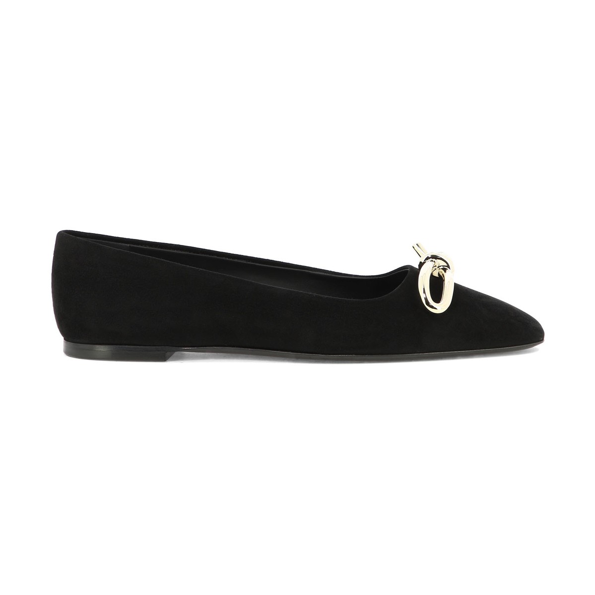 FERRAGAMO フェラガモ ブラック Black Ballet flats with asymmetric ribbon フラットシューズ レディース 春夏2024 0769576  vi