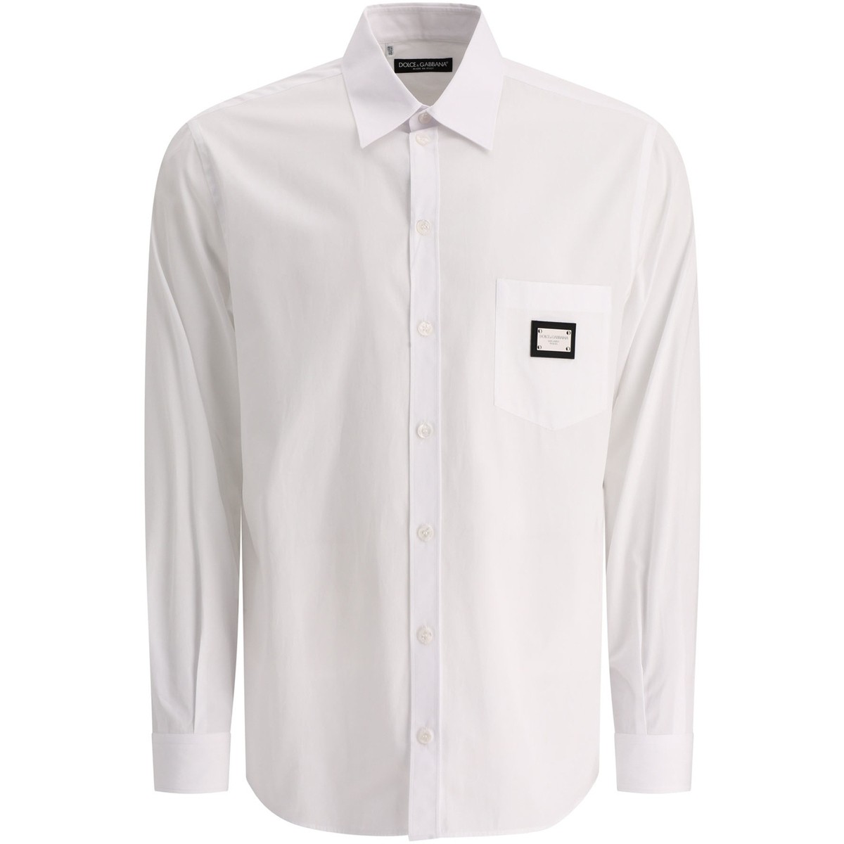 ドルチェ&ガッバーナ 【本日5の付く日ポイント4倍!】 DOLCE&GABBANA ドルチェ&ガッバーナ ホワイト White Shirt with logo plaque シャツ メンズ 春夏2024 G5JG4TFU5U8W0800 【関税・送料無料】【ラッピング無料】 vi