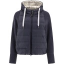 BRUNELLO CUCINELLI ブルネロクチネリ ブルー Blue Down jacket with monili, knitted hood and sleeves ジャケット レディース 春夏2024 MH5042699C8901 【関税 送料無料】【ラッピング無料】 vi