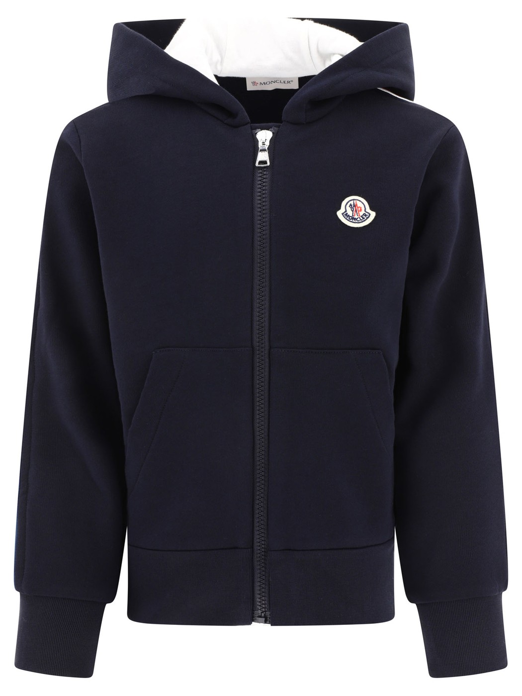 楽天BRANDSHOP・クラージュ楽天市場店MONCLER モンクレール ブルー Blue Sweatshirt with zip and tricolor hem トレーナー ボーイズ 春夏2024 8G00008-809AG778 【関税・送料無料】【ラッピング無料】 vi