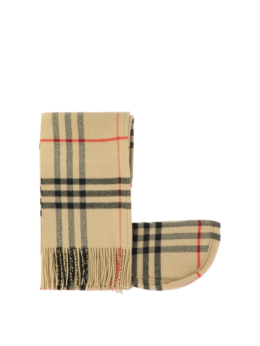 【土日限定クーポン配布中！】 BURBERRY バーバリー ベージュ Beige Check wool cashmere hooded scarf ファッション小物 メンズ 秋冬2023 8077638 【関税 送料無料】【ラッピング無料】 vi