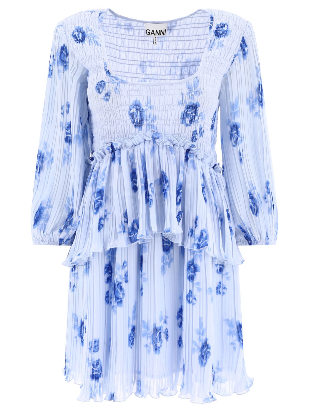 GANNI ˡ ֥롼 Light Blue Pleated dress with ruffles ɥ쥹 ǥ ղ2024 F9162694 ڴǡ̵ۡڥåԥ̵ vi