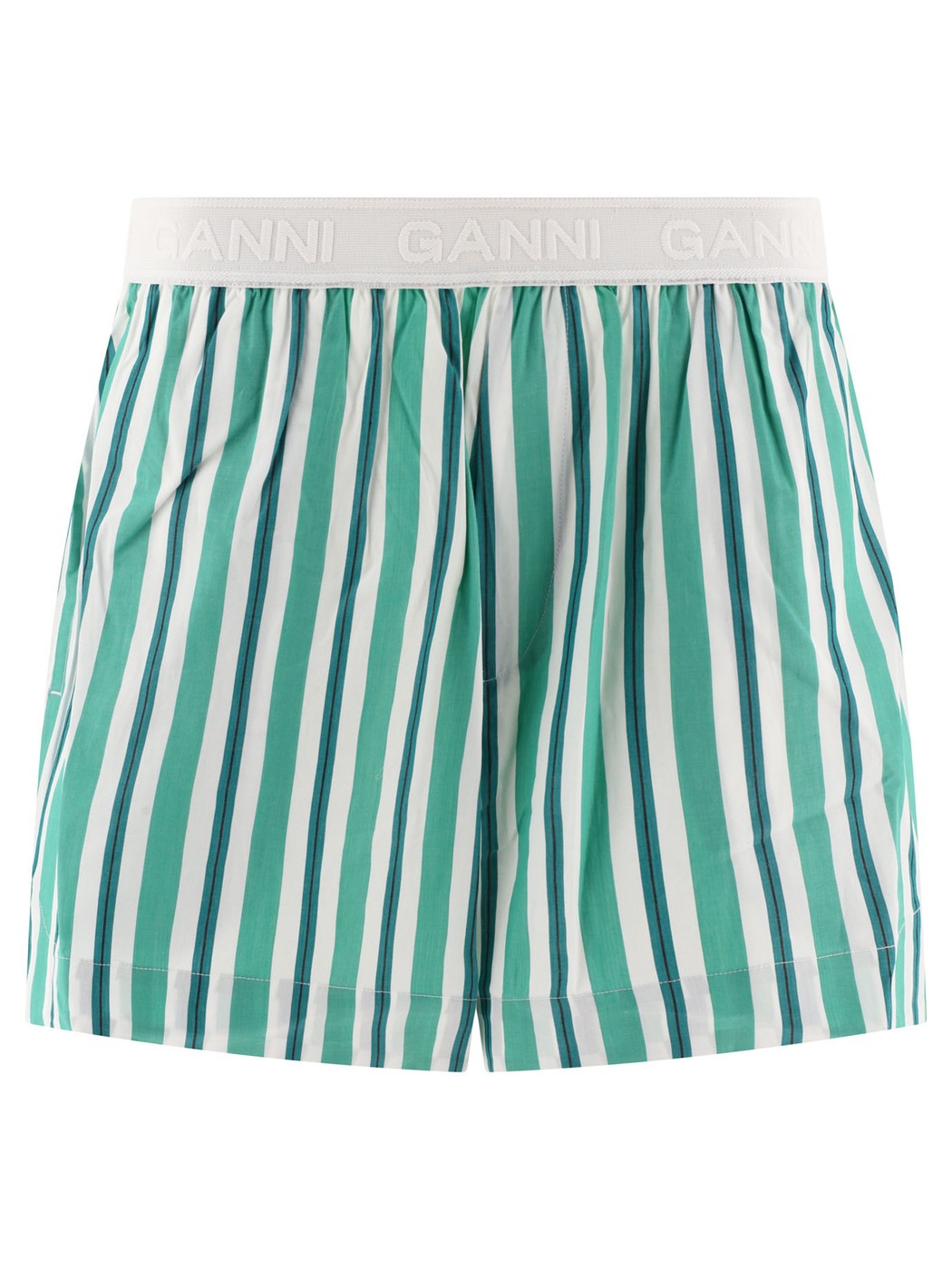 【本日5の付く日ポイント4倍!】 GANNI ガニー グリーン Green Striped elasticated shorts ショーツ レディース 春夏2024 F8925879 【関税・送料無料】【ラッピング無料】 vi