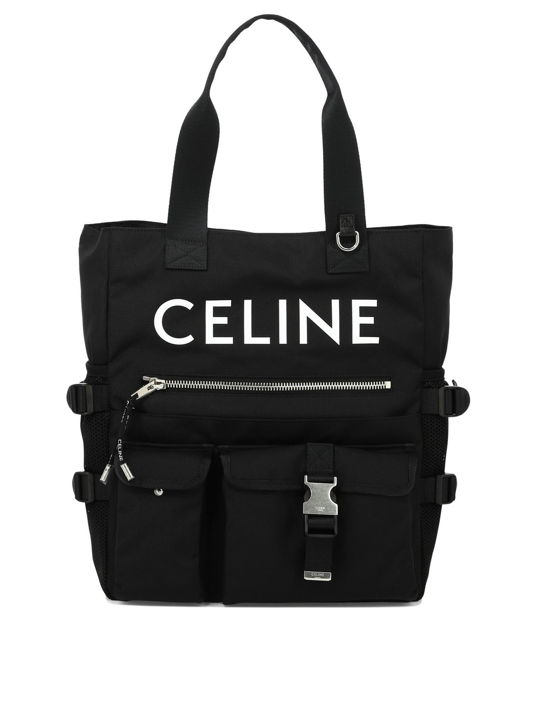 セリーヌ トートバッグ レディース CELINE セリーヌ ブラック Black Nylon tote bag with logo バッグ メンズ 春夏2024 116072DMT38SI 【関税・送料無料】【ラッピング無料】 vi