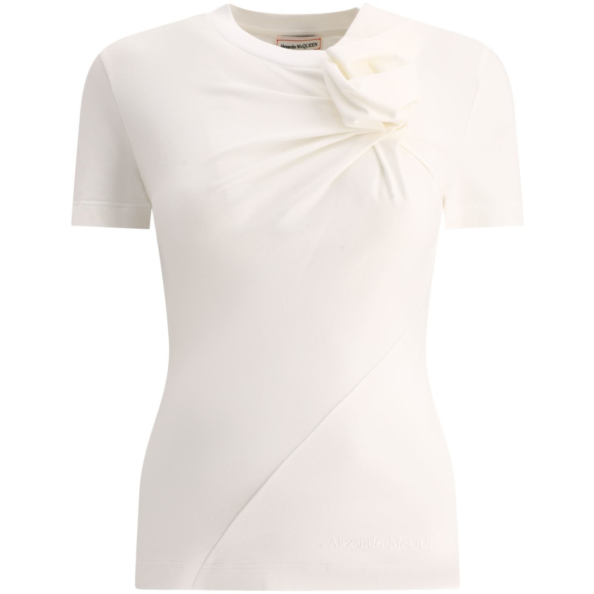 ALEXANDER MCQUEEN アレキサンダー マックイーン ホワイト White T-shirt with 3D flower Tシャツ レディース 秋冬2023 767117QLAC49000 【関税・送料無料】【ラッピング無料】 vi