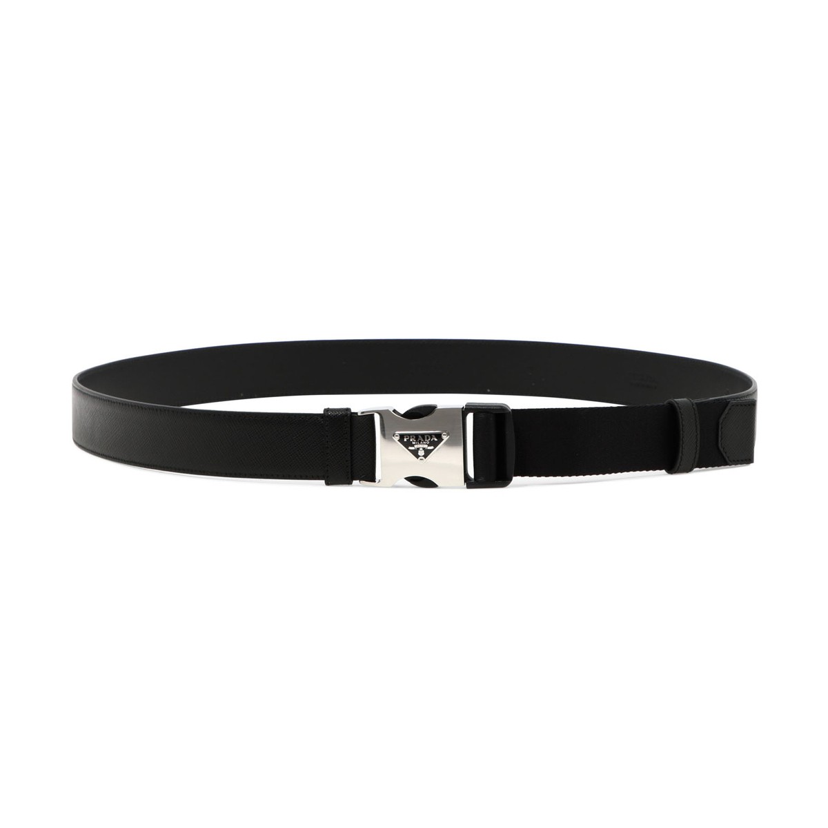 【土日限定クーポン配布中！】 PRADA プラダ ブラック Black Brushed leather and woven tape belt ベルト メンズ 秋冬2023 2CM253053F0002 【関税・送料無料】【ラッピング無料】 vi