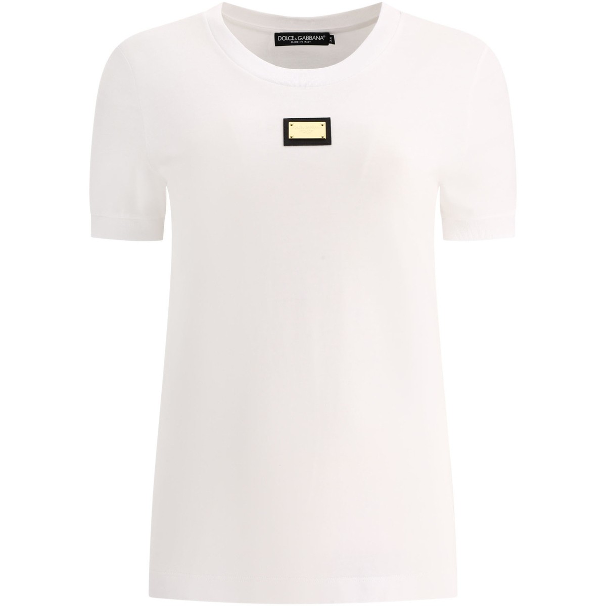 DOLCE&GABBANA ドルチェ&ガッバーナ ホワイト White Jersey T-shirt with DG logo tag Tシャツ レディース 秋冬2023 F8N08TFU7EQW0800 【関税・送料無料】【ラッピング無料】 vi