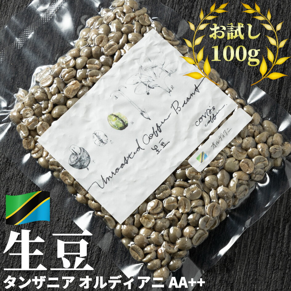 コーヒー 生豆 お試し 100g タンザニア オルディアニ AA++ 珈琲 コーヒー豆少量 グリーンコーヒー 自家焙煎に 真空パック