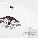 COVAS GRAPHIC Tシャツ アフリカンアニマル ホワイト 白 301333-10 ユニセックス 半袖 プリントTシャツ 自然 動物 綿 デザイン コバスグラフィック