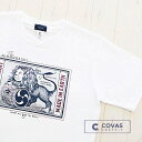 COVAS GRAPHIC Tシャツ 太鼓獅子 ホワイト 白 301476-10 ユニセックス 半袖 プリントTシャツ ライオン 和柄 綿 デザイン コバスグラフィック