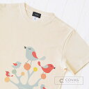 COVAS GRAPHIC Tシャツ オスロの森 ナチュラル 303106-12 レディース 半袖 プリントTシャツ 鳥 北欧 綿 デザイン コバスグラフィック