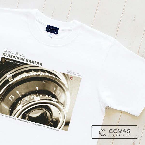 COVAS GRAPHIC Tシャツ ミュンヘン・カメラクラブ ホワイト 白 303140-10 ユニセックス 半袖 プリントTシャツ カメラ フォトプリント 綿 デザイン コバスグラフィック