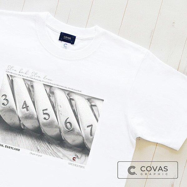 COVAS GRAPHIC Tシャツ エジンバラ・ゴルフクラブ ホワイト 白 303147-10 ユニセックス 半袖 プリントTシャツ ゴルフ フォトプリント 綿 デザイン コバスグラフィック