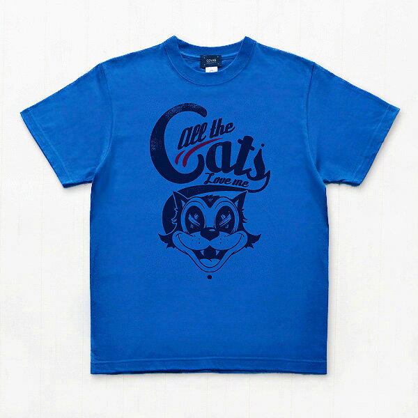 COVAS GRAPHIC Tシャツ "キャッツA" ロイヤルブルー 337313-25 ユニセックス 半袖 綿100% 猫 キャット プリントTシャツ デザインTシャツ グラフィックTシャツ メンズ レディース 男女兼用
