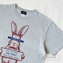 【SALE】【セール】 COVAS GRAPHIC ユニセックス Tシャツ "ラビット容疑者" 325202-14 杢グレー 半袖 綿 ウサギ 兎 プリントTシャツ デザインTシャツ グラフィックTシャツ メンズ レディース 男女兼用