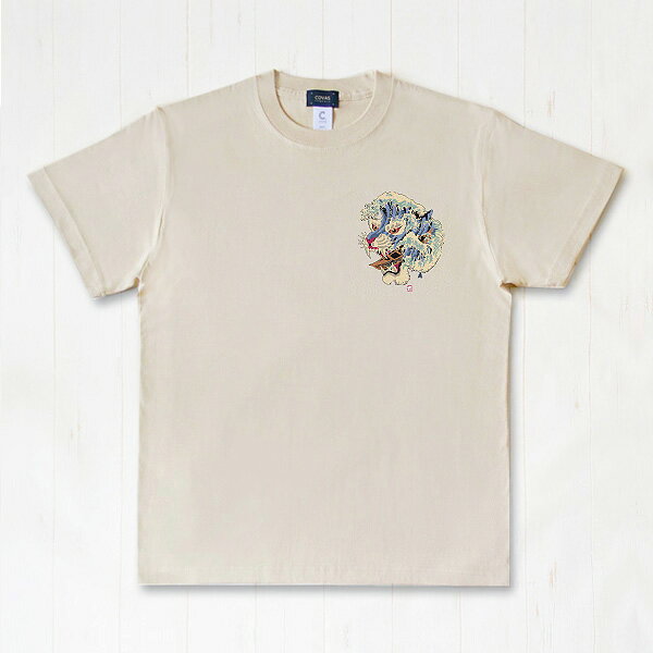 COVAS GRAPHIC Tシャツ 波虎 ベージュ 337336-32 ユニセックス 半袖 綿100% 和柄 虎 蛇 プリントTシャツ デザインTシャツ グラフィックTシャツ メンズ レディース 男女兼用