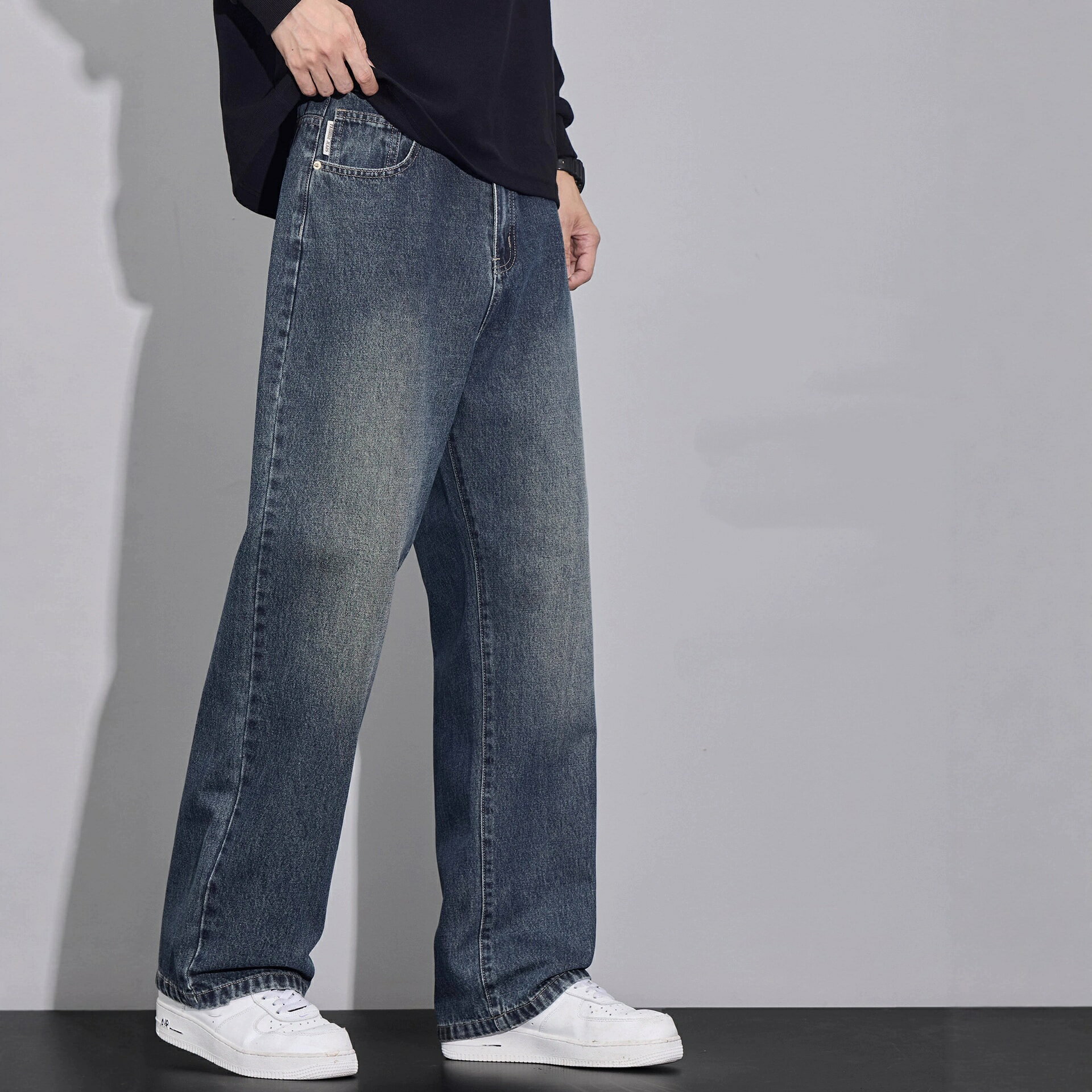 Rakuten - ジーンズ 春秋 ストレートパンツ 無地 快適 メンズ ファッション