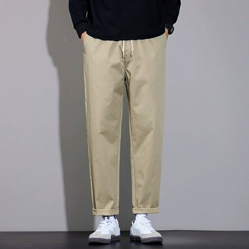 樂天商城 - メンズ チノパン 裏起毛 暖パン ロングパンツ ワイドパンツ 休?パンツ 厚手 秋冬 ゆったり 大きいサイズ M-4XL ゴムウエスト ストレート 黒 グレーグリーン カーキ 体型カバー 防寒 カジュアル 通勤 通学 普段着 ルームウェア