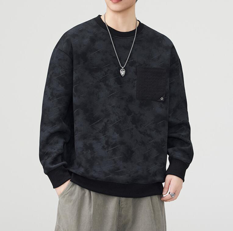 Rakuten - メンズ トレーナー スウェット クルーネック 無地 長袖 カジュアル ポケット付き 裏地あり M-4XL 春 秋 冬 大きいサイズ ゆったり シンプル ストリート 黒 グレー 通気 吸汗 快適 おしゃれ トップス メンズファッション
