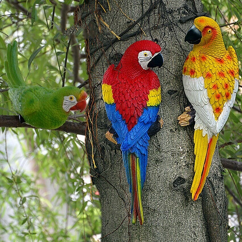 コンゴウインコ オウム 華やか 装飾 オブジェ ガーデニング アクセサリー 飾り 屋外 フェイク 鳥 南国