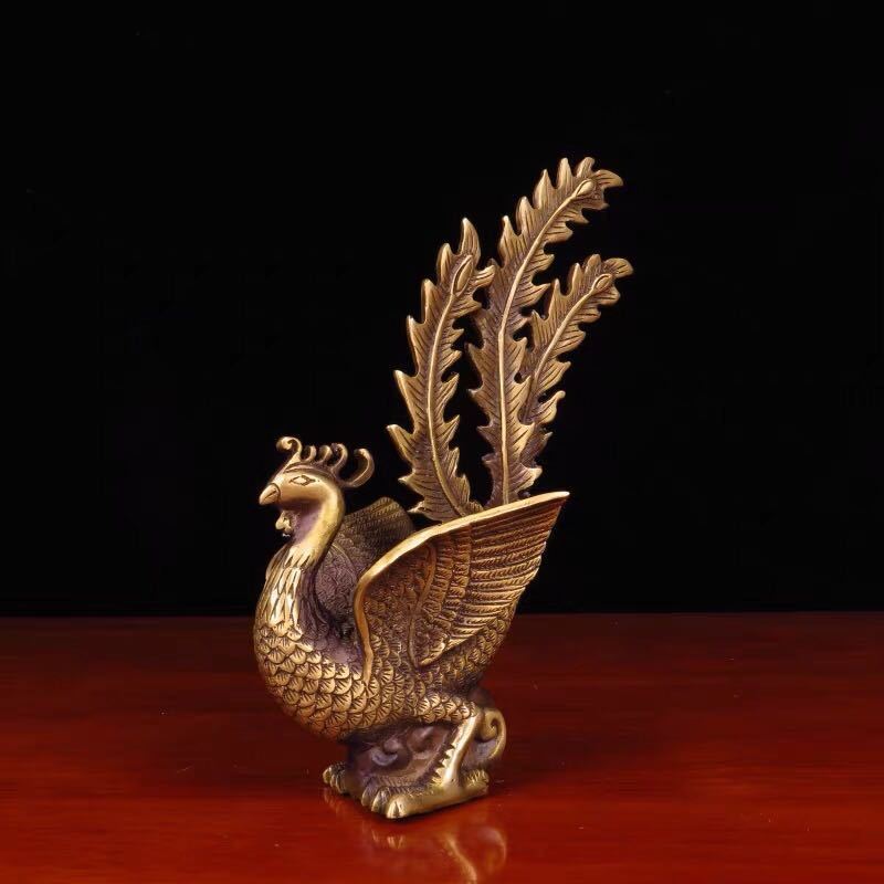 真鍮 鳳凰 置物 フェニックス 風水 開運 インテリア オブジェ 真鍮置物 金属彫刻 開運グッズ 縁起物 金運アップ 風水グッズ 鳳凰像 鳥 オーナメント 風水アイテム 開運インテリア アンティーク調 リビング 玄関 飾り 卓上インテリア 開店祝い 新築祝い 風水置物 coverforefront-10017085 WhiteSweet サンプル画像3