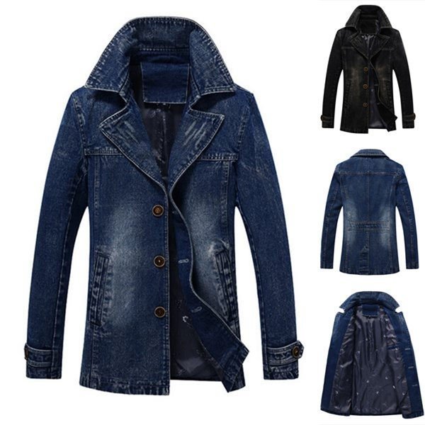 Rakuten - デニムジャケット メンズファション 春秋服 メンズ デニムコート ジャケット 格好いい ミディアム アウター ブラック ブルー