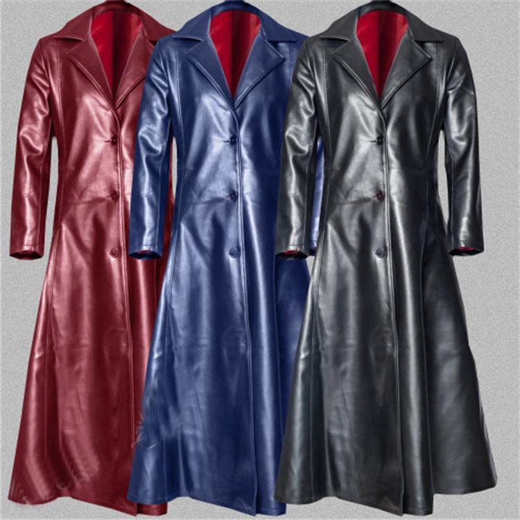 レザーコート とてもクールなマトリックス ロング PUレザー 5XL 3色選択可