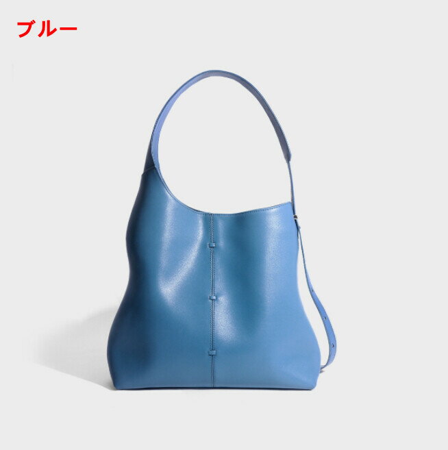 乐天商城 - レディース ショルダーバッグ 本革 トートバッグ A4収納 大容量 通勤 通学 軽量 肩掛け 斜め掛け マグネット開閉 内ポケット付き おしゃれ きれいめ 上品 旅行バッグ シンプル 無地 ブルー 青 本革ハンドバッグ