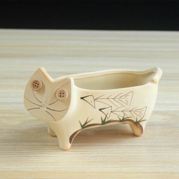 乐天商城 - 猫型 プランター 陶器鉢 多肉植物用 観葉植物 小物入れ インテリア ガーデニング 鉢 植木鉢 可愛い 動物 雑貨 北欧風 おしゃれ プレゼント