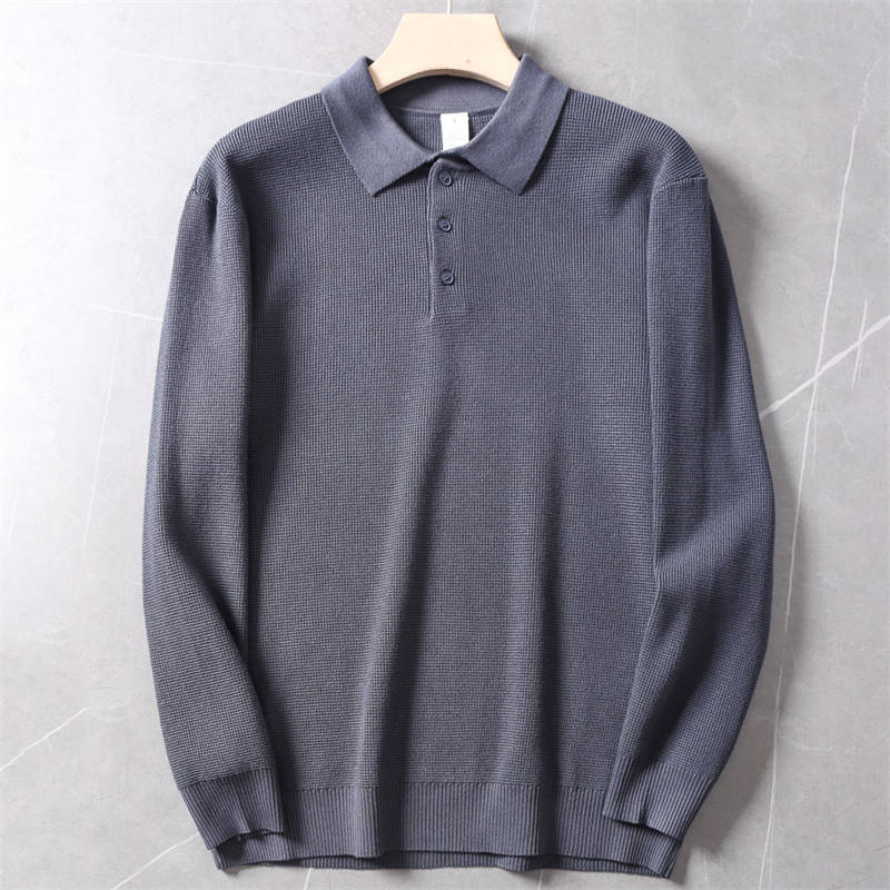 樂天商城 - ニット ポロシャツ 折り襟 メンズ 長袖 ニットTシャツ セーター レーヨン混 柔らかい 秋冬 新品 リブニット プルオーバー