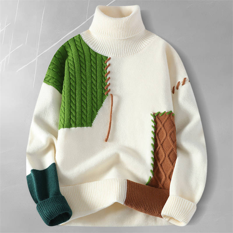 樂天商城 - ニット セーター メンズ ハイネック カシミア+ウール混 新品 暖かい 保温 冬服 カジュアル バイカラー プルオーバー トップス