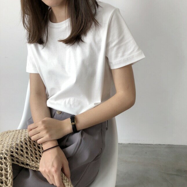 樂天商城 - Tシャツ 半袖 ラウンドネック 無地 ゆったり 快適 レディース ファッション