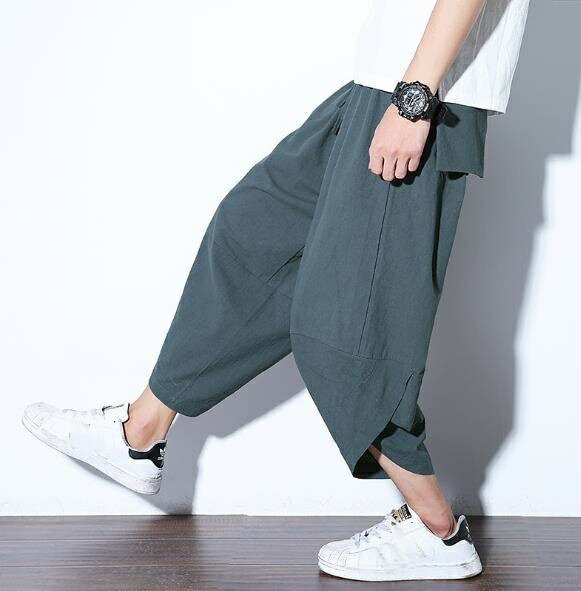乐天商城 - 新作 サルエルパンツ テーパードパンツ メンズ ハレムパンツ 綿麻ショートパンツ 9分丈ヒップホップ 無地 選択可 M~5XL選択